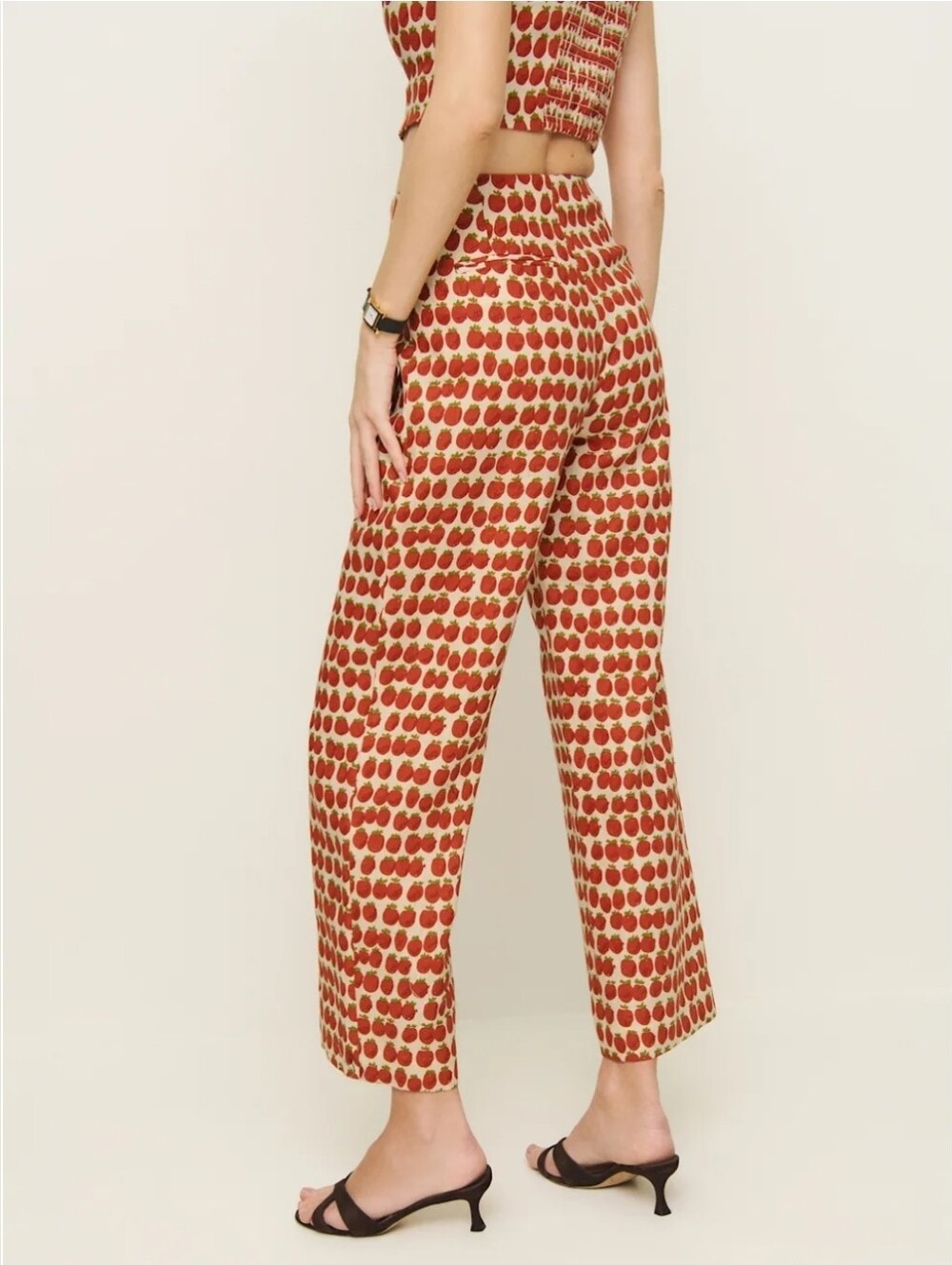 Reformation Joni 100% Linen Cropped Tomato Pant - Size 6 - Picture 2 of 6